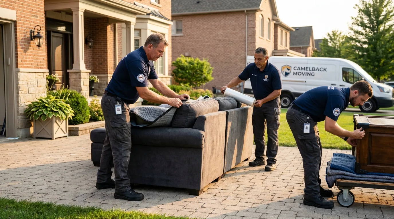 Large estate moving crew wrapping furniture in Kellogg, ID